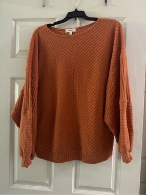 Cozy Chevron Rib Pullover Sweater - Rust